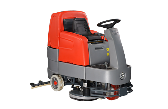 battery powered ride-on hard floor scrubber